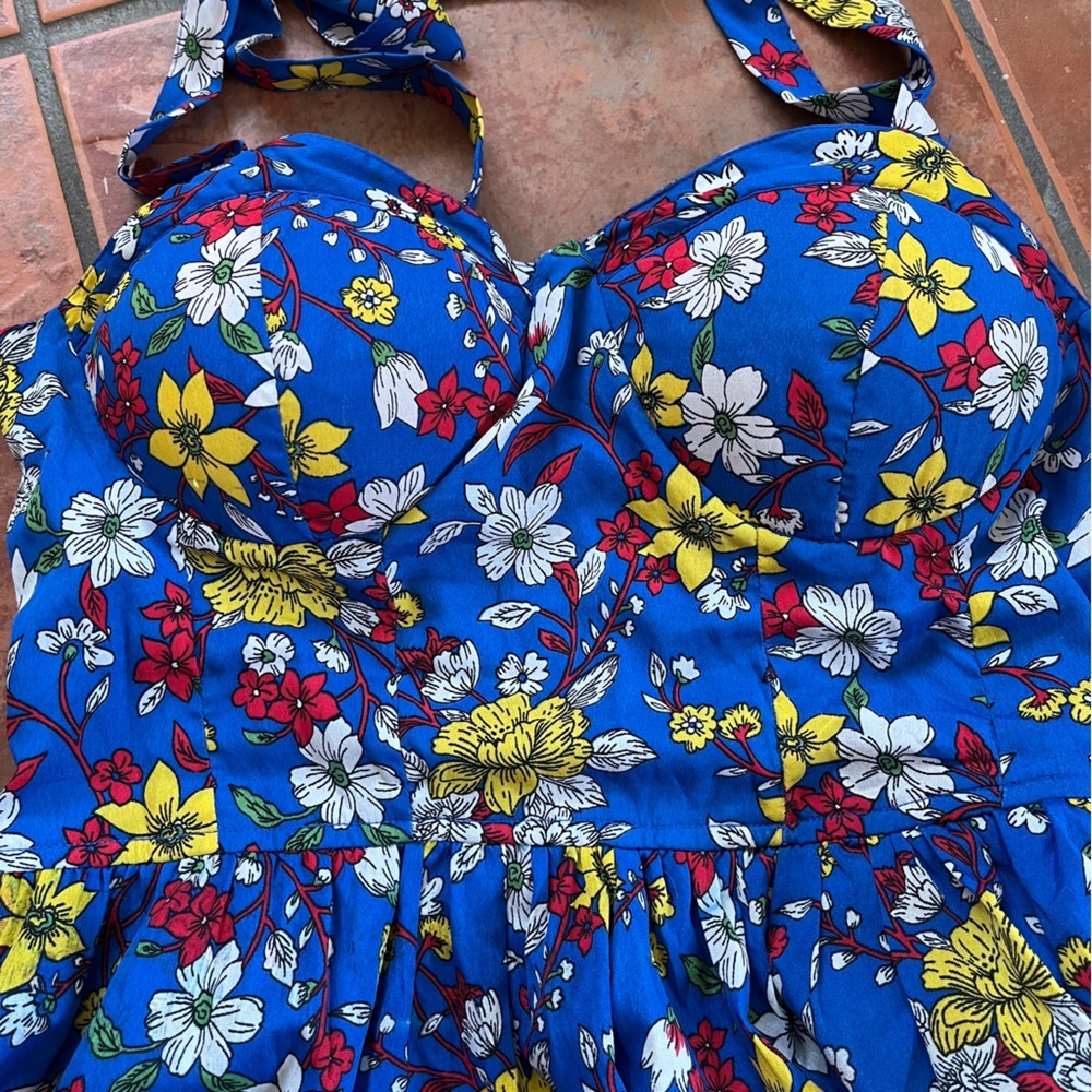 Floral Blue Mini Dress - Picture 5 of 7